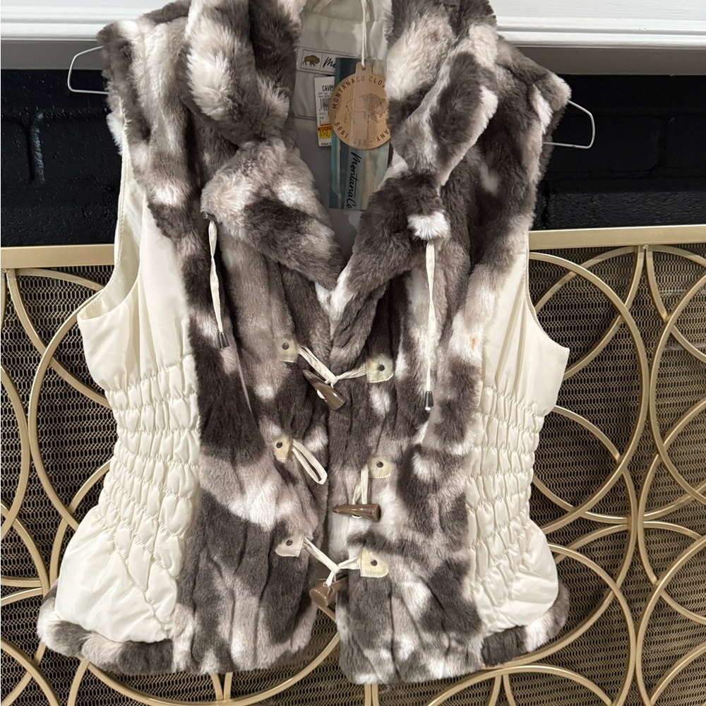 Montana Co. Faux Fur Vest with Toggle Closure